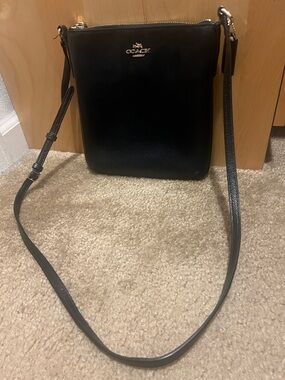 Coach Black Leather Crossbody Bag with Gold Hardware